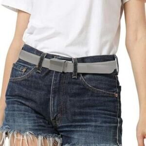 Falari Automatic Ratchet Belt Size Medium Adjustable Buckle Gray Leather Strap